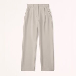 NWT Abercrombie & Fitch Straight Leg pant high-rise pleat front in Light Stone